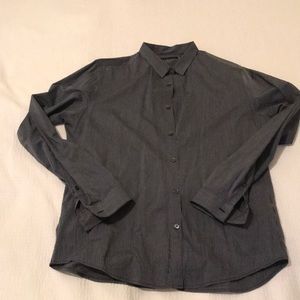 Dark gray striped theory button down dress shirt